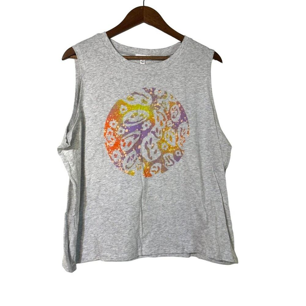 BP Gray Graphic Smiley Face Muscle Tee Tank Top Sleeveless NWT 2X